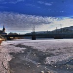 Zugefrorene Nahe - Blick Richtung Herterbrücke